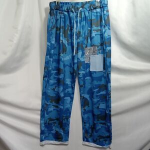 Unbranded Womens 3Xl Blue Black Camo Lounge Pants Drawstring Pockers